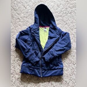 Women’s North Face Navy/Lime Puffer Jacket - M